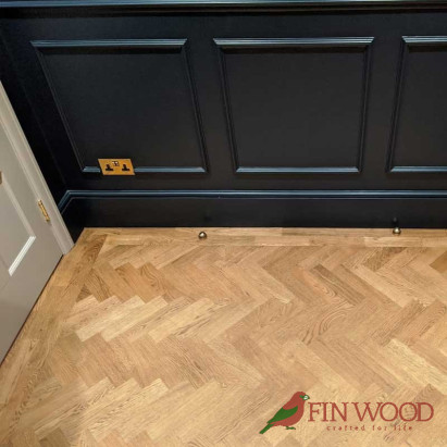 Parquet Herringbone wood flooring with double border by Fin Wood Ltd London #CraftedForLife #CraftedForLife