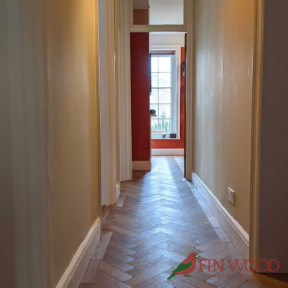 Parquet Herringbone wood flooring with border by Fin Wood Ltd London #CraftedForLife #CraftedForLife