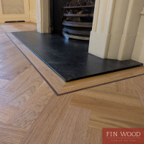 Herringbone flooring with border and tramline #CraftedForLife