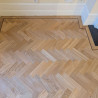 Herringbone flooring with border and tramline #CraftedForLife