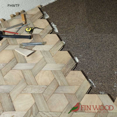 Fitting Hexagon Wood Tiles floors - hexagon parquet floor #CraftedForLife