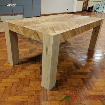 Dining table made from engineered oak parquet - furniture elements #CraftedForLife