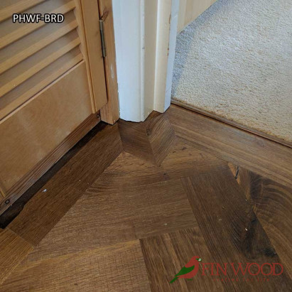 Parquet Herringbone wood flooring with border by Fin Wood Ltd London #CraftedForLife #CraftedForLife