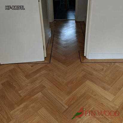 Herringbone flooring with border and tramline by Fin Wood Ltd London #CraftedForLife