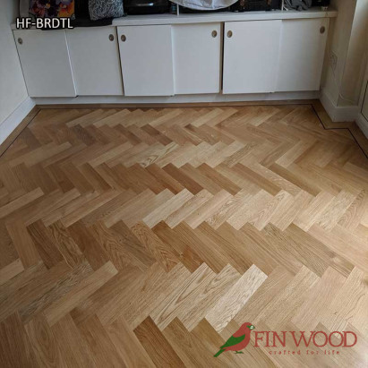 Herringbone flooring with border and tramline by Fin Wood Ltd London #CraftedForLife