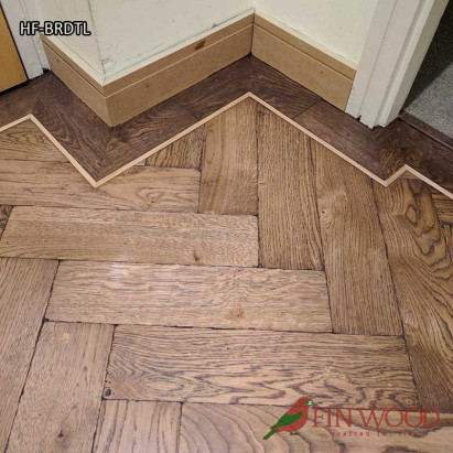 Herringbone flooring with border and tramline by Fin Wood Ltd London #CraftedForLife