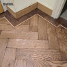 Herringbone flooring with border and tramline by Fin Wood Ltd London #CraftedForLife