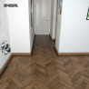 Herringbone flooring with border and tramline by Fin Wood Ltd London #CraftedForLife