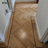 Herringbone flooring with border and tramline by Fin Wood Ltd London #CraftedForLife